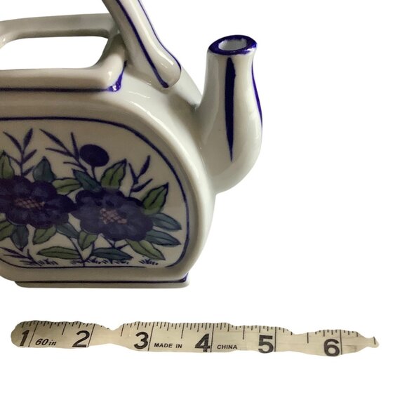 Vintage Chinese Porcelain Cobalt Floral Blue White Teapot - Picture 5 of 8